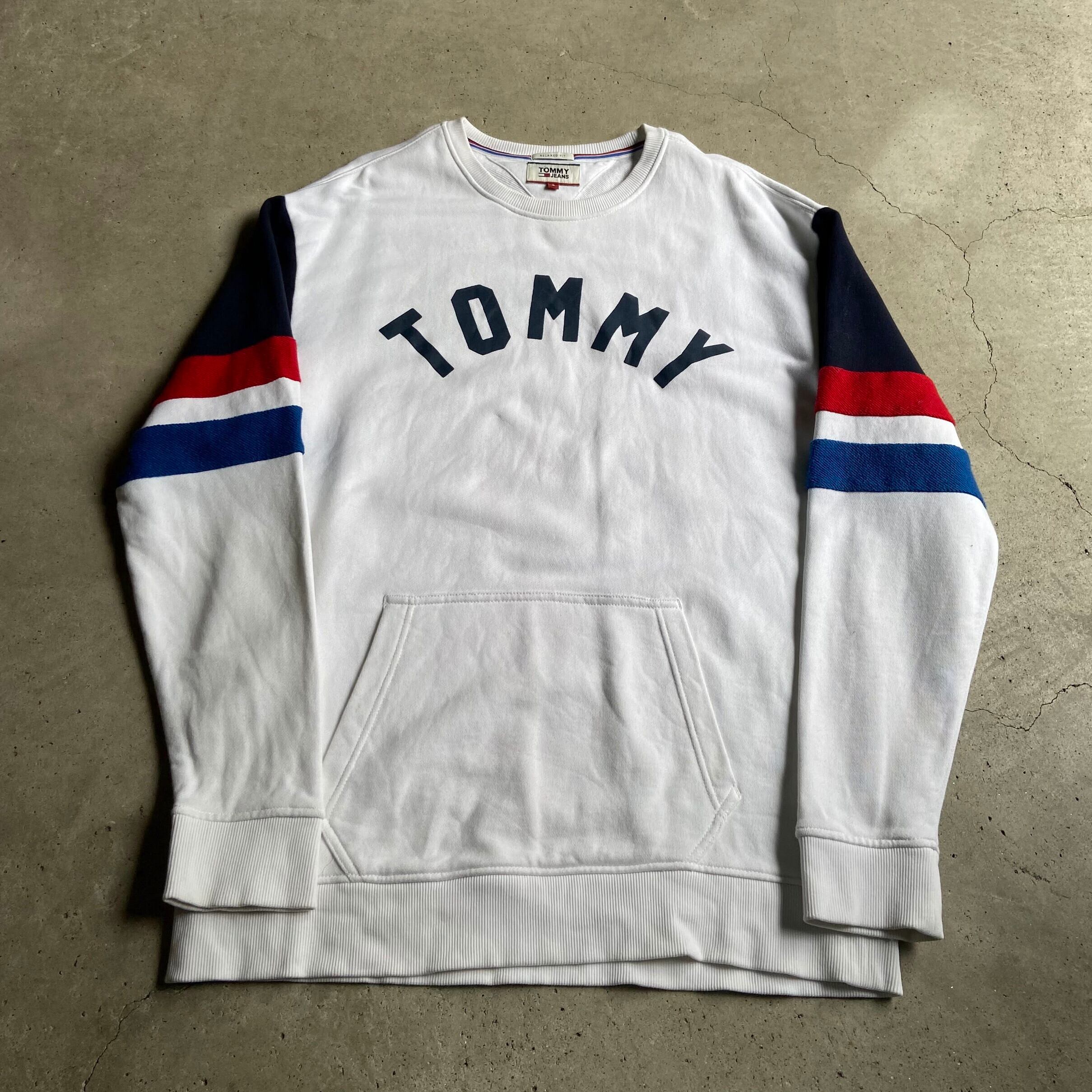 Tommy Jeans トミーヒルフィガー ロゴプリント 切替 スウェット メンズl相当 古着 ホワイト 白 トレーナー スウェット Cs2212 30 Cave 古着屋 公式 古着通販サイト