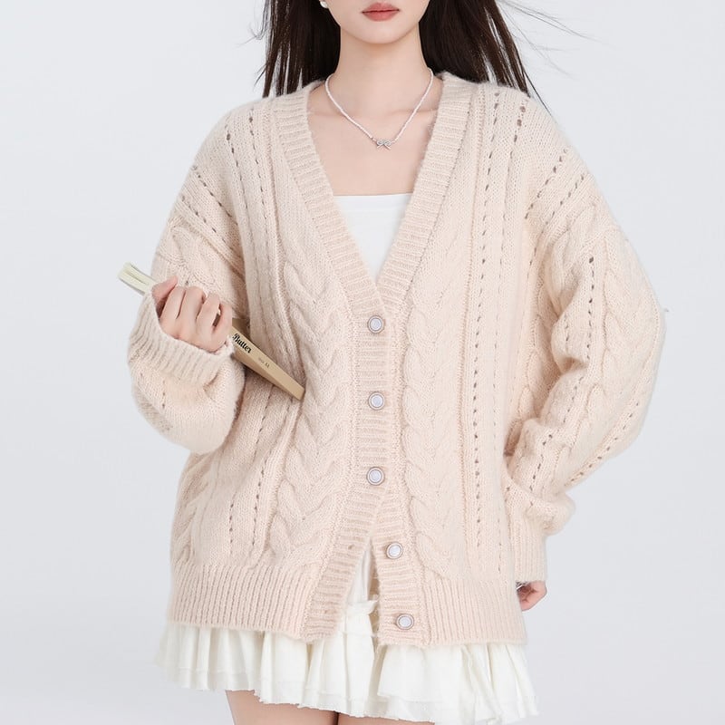 stitched pale knit cardigan m1326