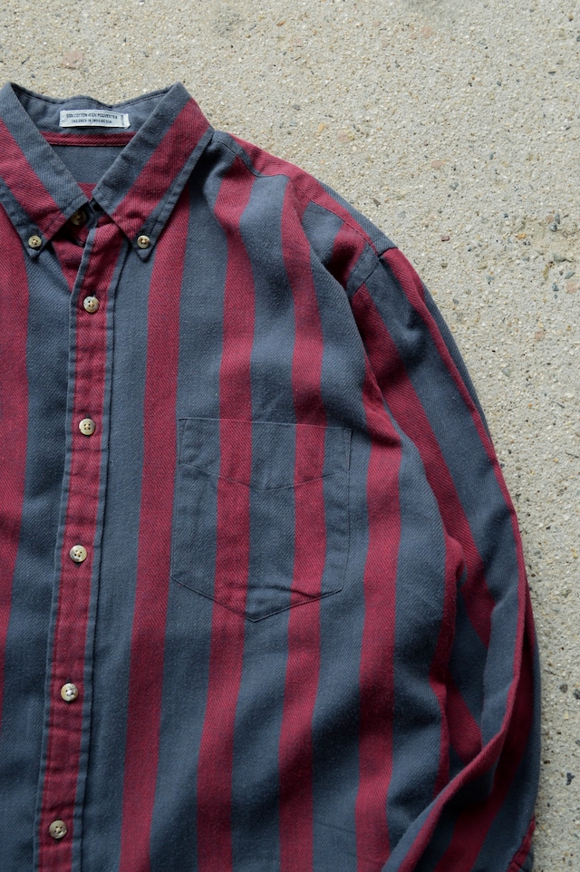 1990's Herringbone Print Cotton Gauze Stripe Shirt by Wrangler PB Brand RN53894 ラングラー 90s オールドプライベートブランド