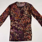 新品 タグ付き フランス製 LA PETITE FRANCAISE ラプティフランセーズ 総柄 長袖 シアーシャツ カットソー/レディース