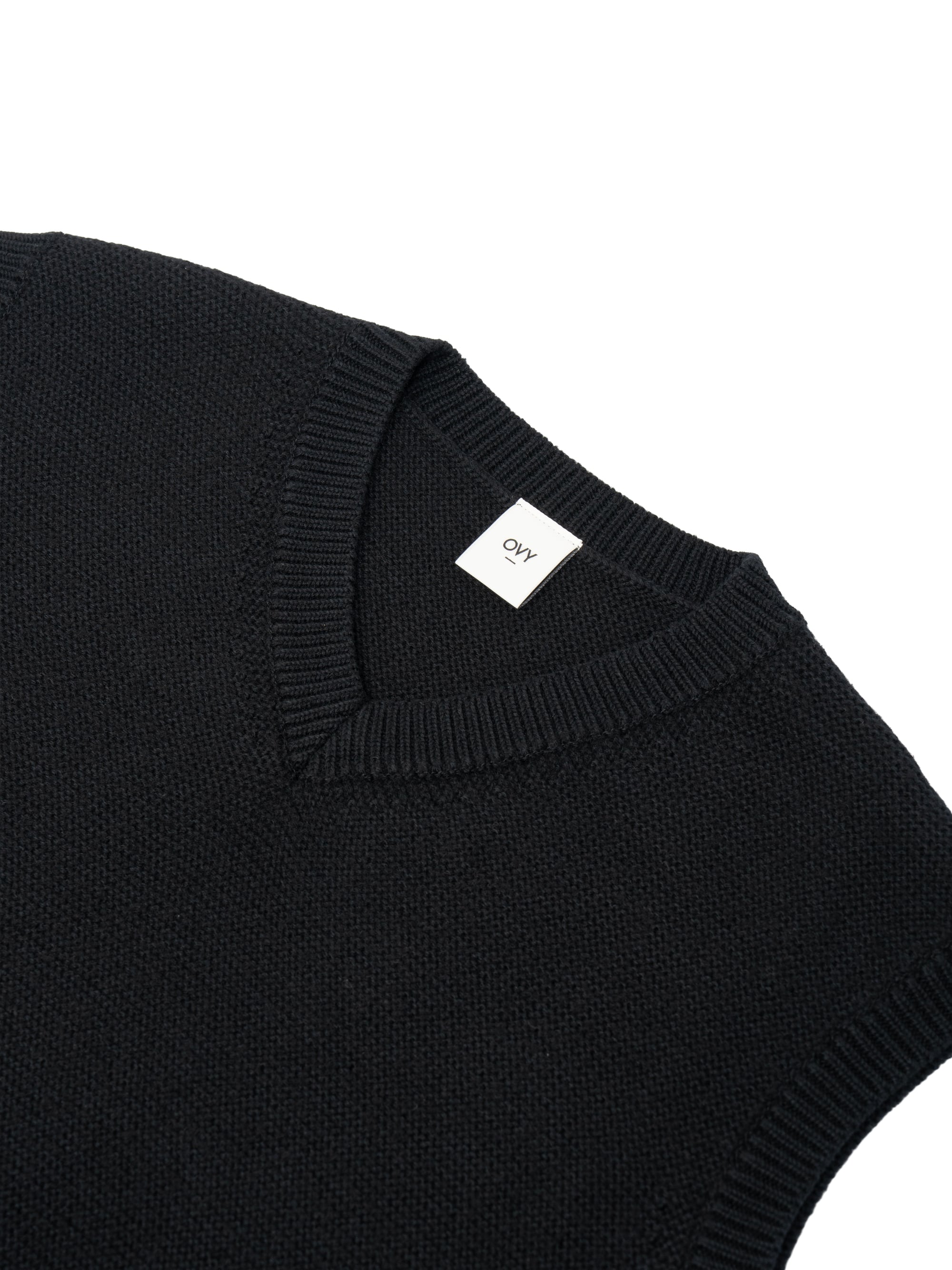Ovy Cotton Wool V-neck Knit Vest М　黒 Cotton Wool V-neck Knit Vest (black) | OVY