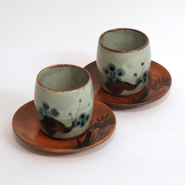 湯呑・茶托・2客セット・No.200809-37・梱包サイズ60