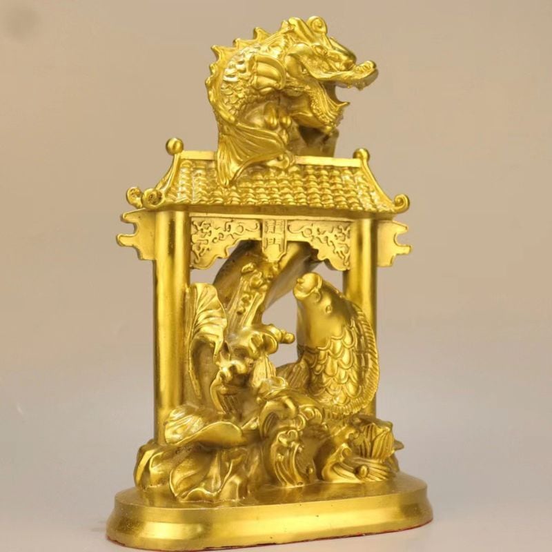 鯉の滝登り 置物 オブジェ 風水 龍門 金運アップ 成功運 出世運