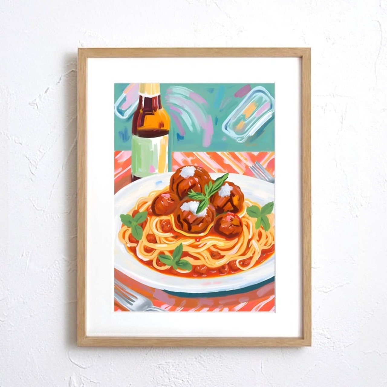Spaghetti de la Hood|ミートボールスパゲッティを抽象表現したポップアートポスター|モダンインテリアに映えるユニークデザイン|日本製A3ポスター