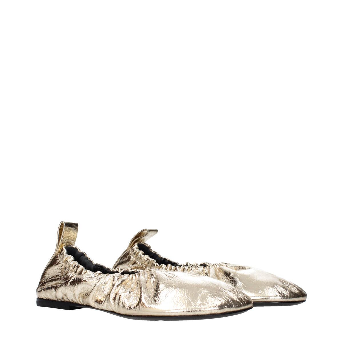 【新品】JIL SANDER ジルサンダー レディース バレエシューズ レザー ゴールド WZ0016P3218713