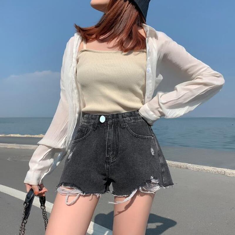 Seasonz デニム ホットパンツ クラッシュダメージ ヴィンテージ風 カジュアル ストリート系 原宿系 Jk オルチャン 10代 代 サブカル系専門店 Ladies Fashion Seasonz