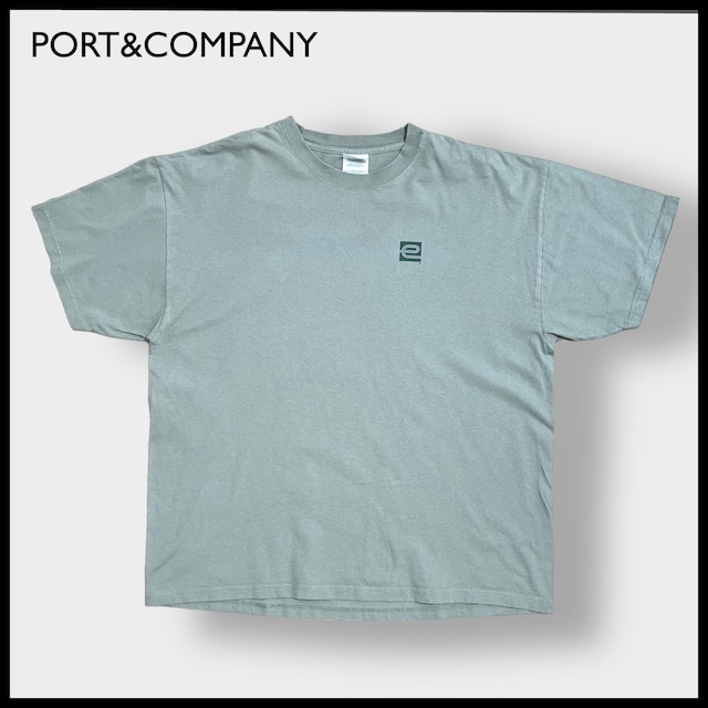 【PORT&COMPANY】USA製 ワンポイントロゴ バックプリント Tシャツ XL ビッグシルエット 半袖 アースカラー くすみカラー US古着