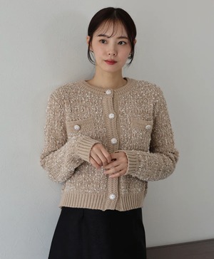 ナンバーミーTOKYO"TWEED KNIT CARDIGAN"BEIGE