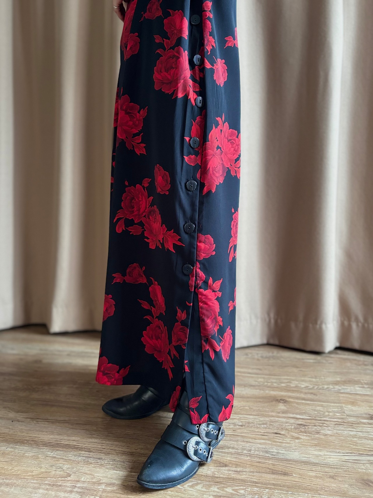 R&K red floral pattern dress-5156-8