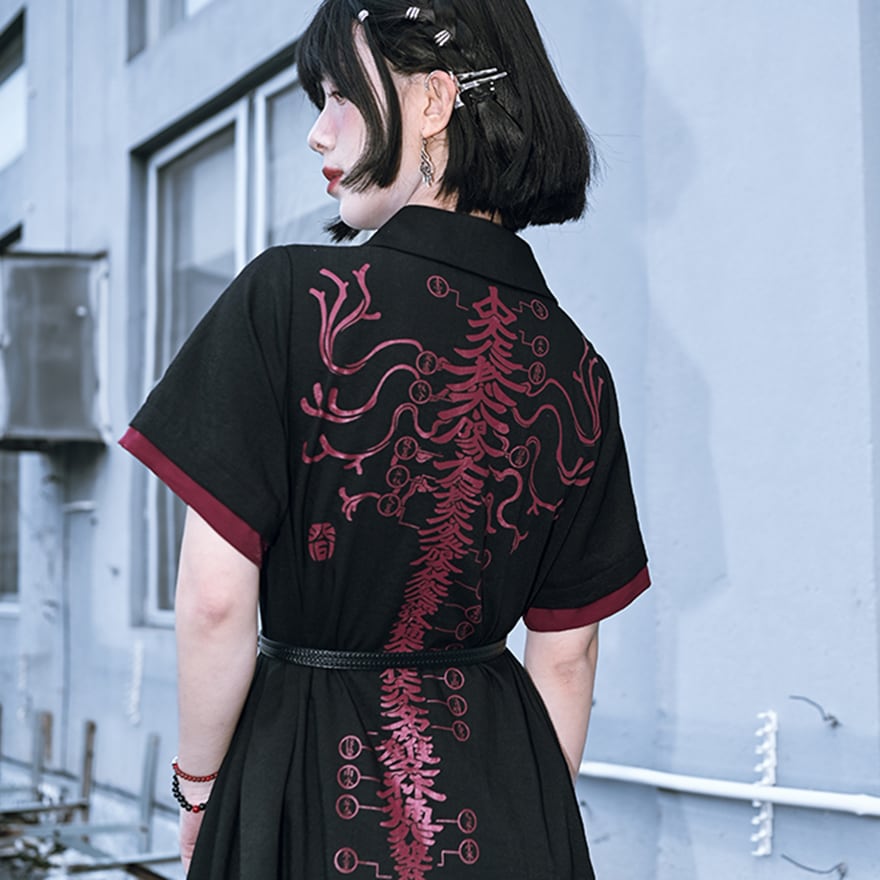 ゴスロリ チャイナ風 中華服 古怪舎 半袖 シャツワンピ 中華系 ゴスロリ チャイナ風 中華服 古怪舎 半袖 シャツワンピ 中華系