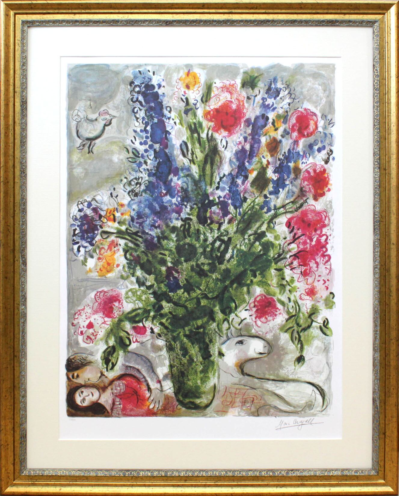 マルク シャガール作品「青いルピナス」額縁4色選択可能 作品証明書