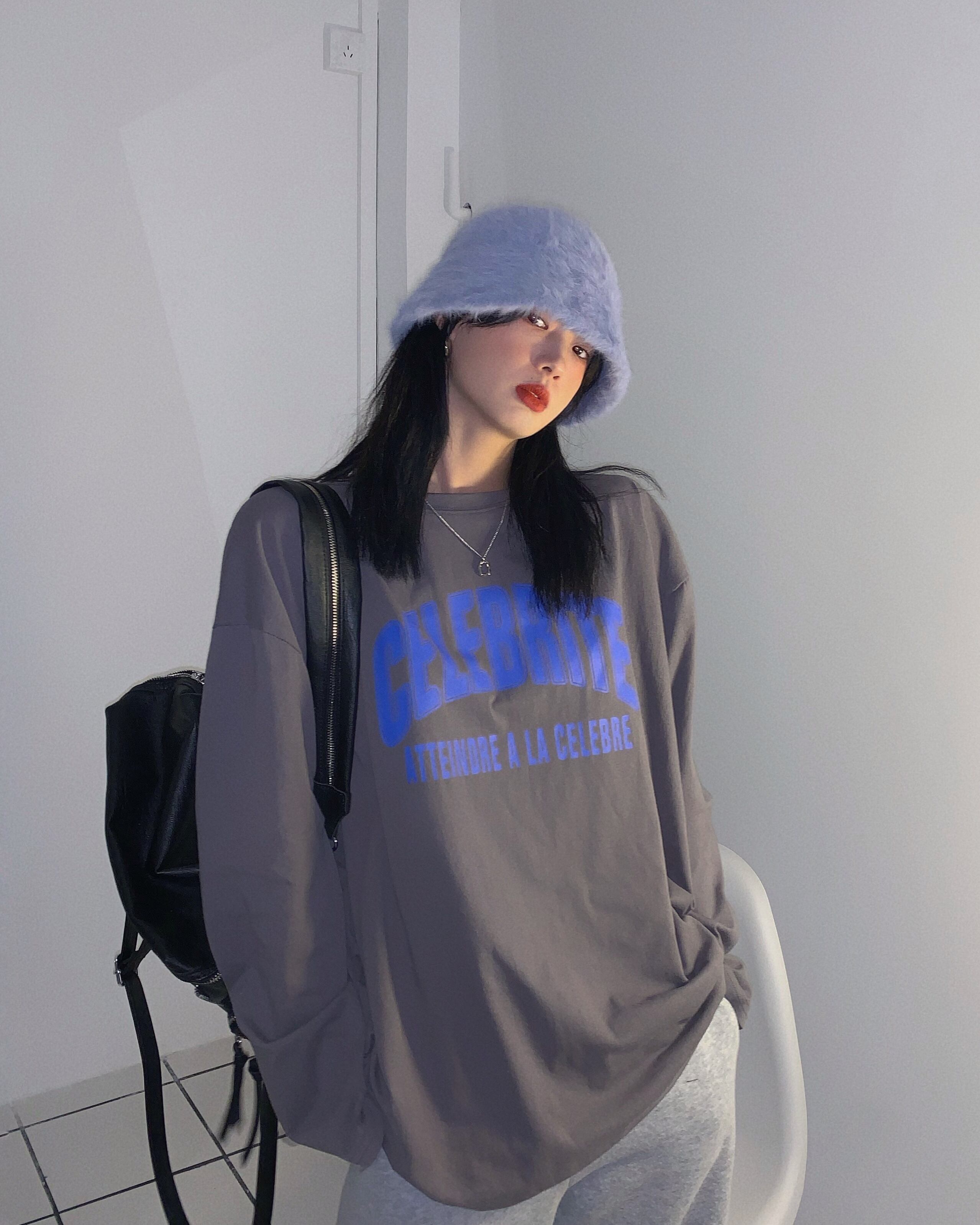 Tシャツ シャツ レディースルーズグレースプリングラウンドネックトップス ロング 春物 Oネック ブラックストロベリース34833731164