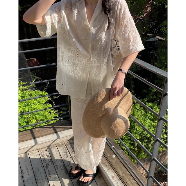 sheer lace shirt and skirt 10600