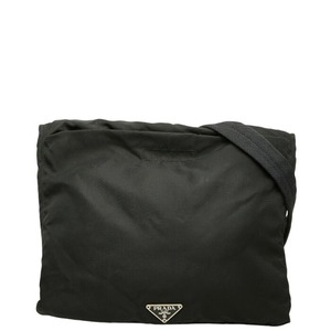 プラダ 三角ロゴプレート 斜め掛け ショルダーバッグ ブラック ナイロン レディース PRADA 【中古】