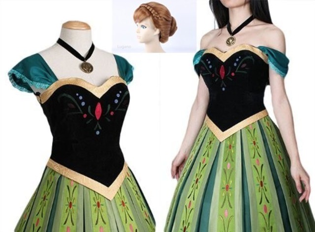 K2981b　ディズニー 　アナと雪の女王 アナ Anna 風　風 　コスプレ衣装+ウィッグ　cosplay　コスチューム ハロウィン　イベント