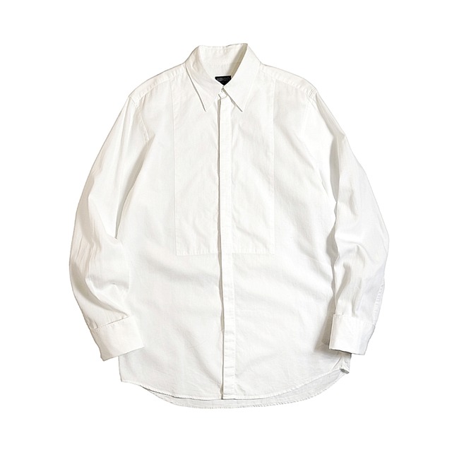KENZO / Fly Front White Cotton Pique Dress Shirt
