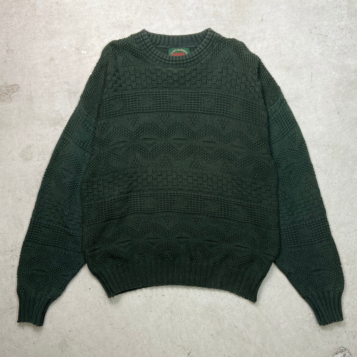 90年代 USA製 LAKE HARMONY コットンニットセーター メンズXL 古着 90s 