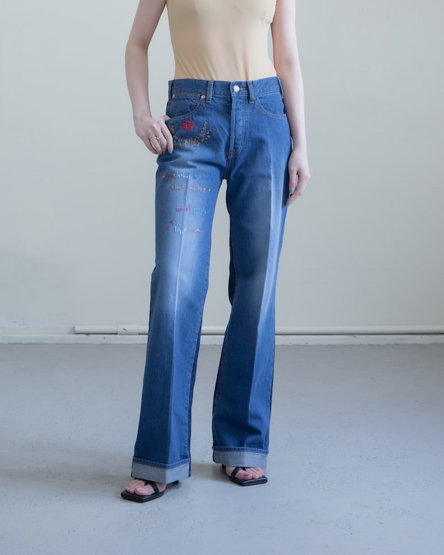 mister it. wednesday - Jean et moi / embroidery denim pants "navy"