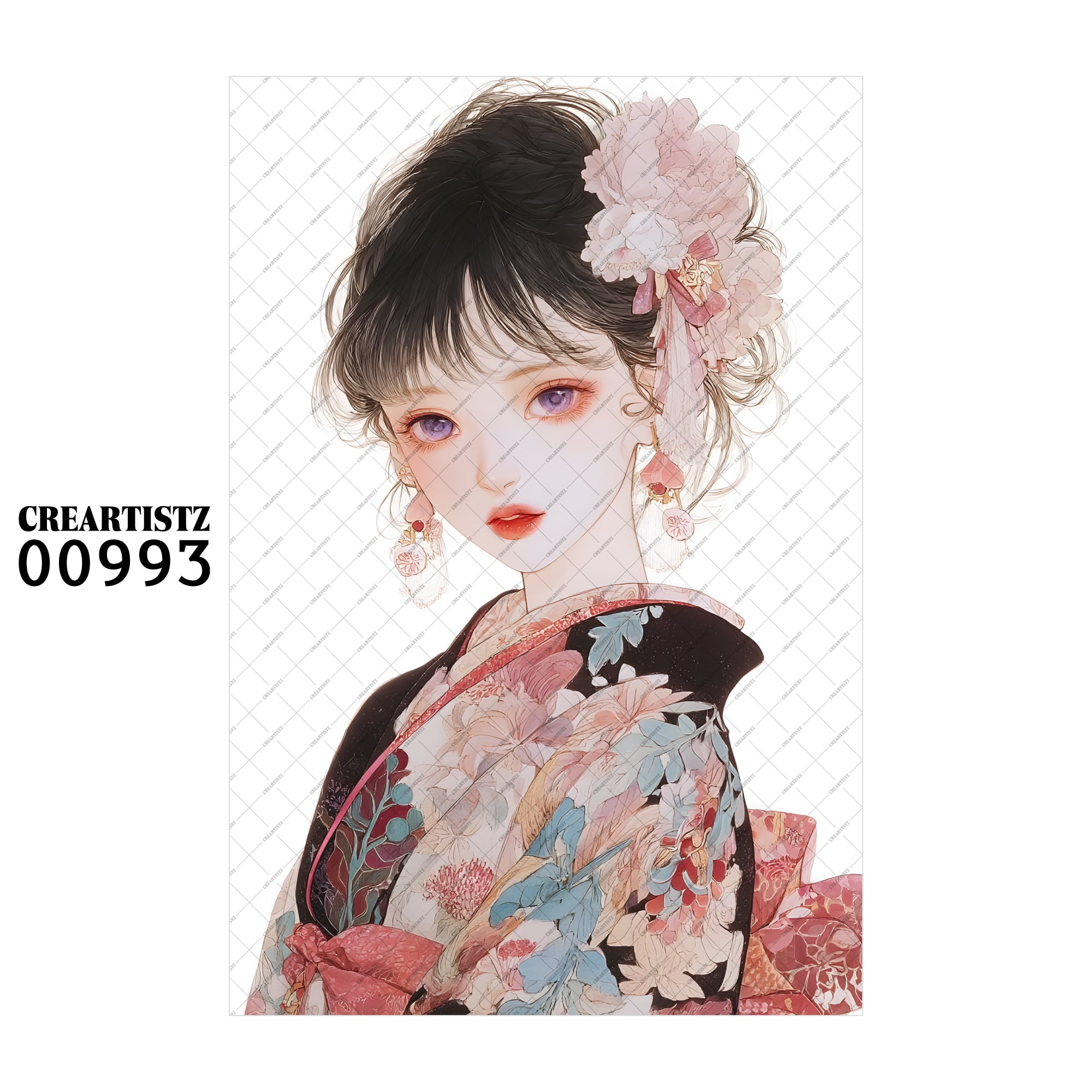 00993 ガール キュート オリジナル ペーパー/ステッカー 4枚セット CREARTISTZ