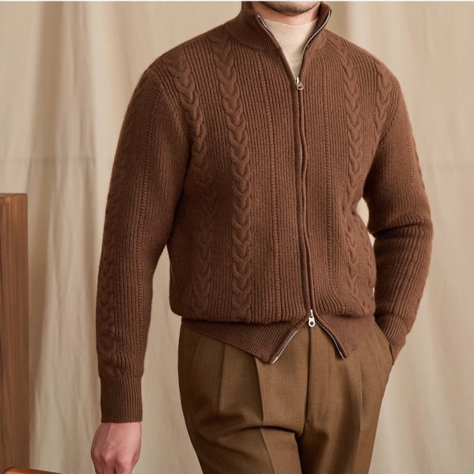 ケーブル編みハーフジップ ニットブルゾン 6color KA1288