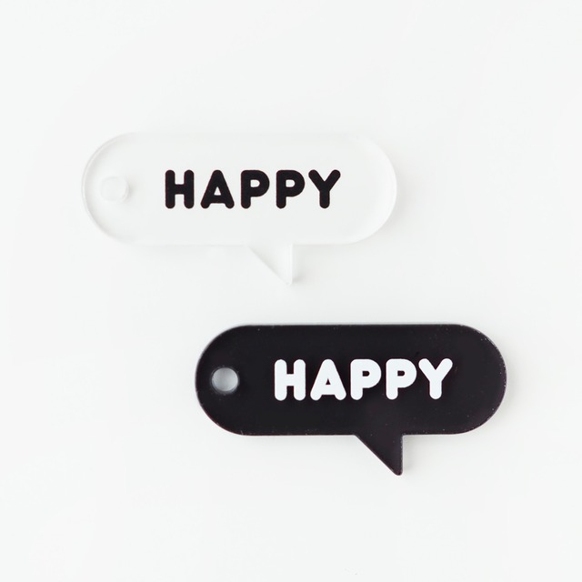 MINI HAPPY｜モノクロ｜アクリルチャーム｜hattel
