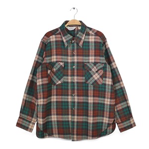 70s ウールリッチ ヴィンテージ ウールシャツ グリーン ブラウン WOOLRICH サイズXL 古着 CA1503