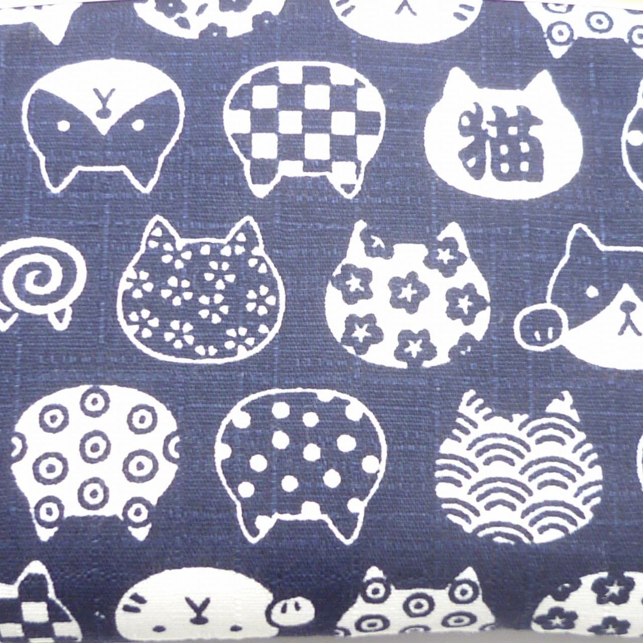 妖怪猫　ハンドメイド　親子がま口長財布　和柄 5/31追加☆ 親子がま口 長財布 和風猫柄 紺 ネコ 和柄 G831 | 手づくり
