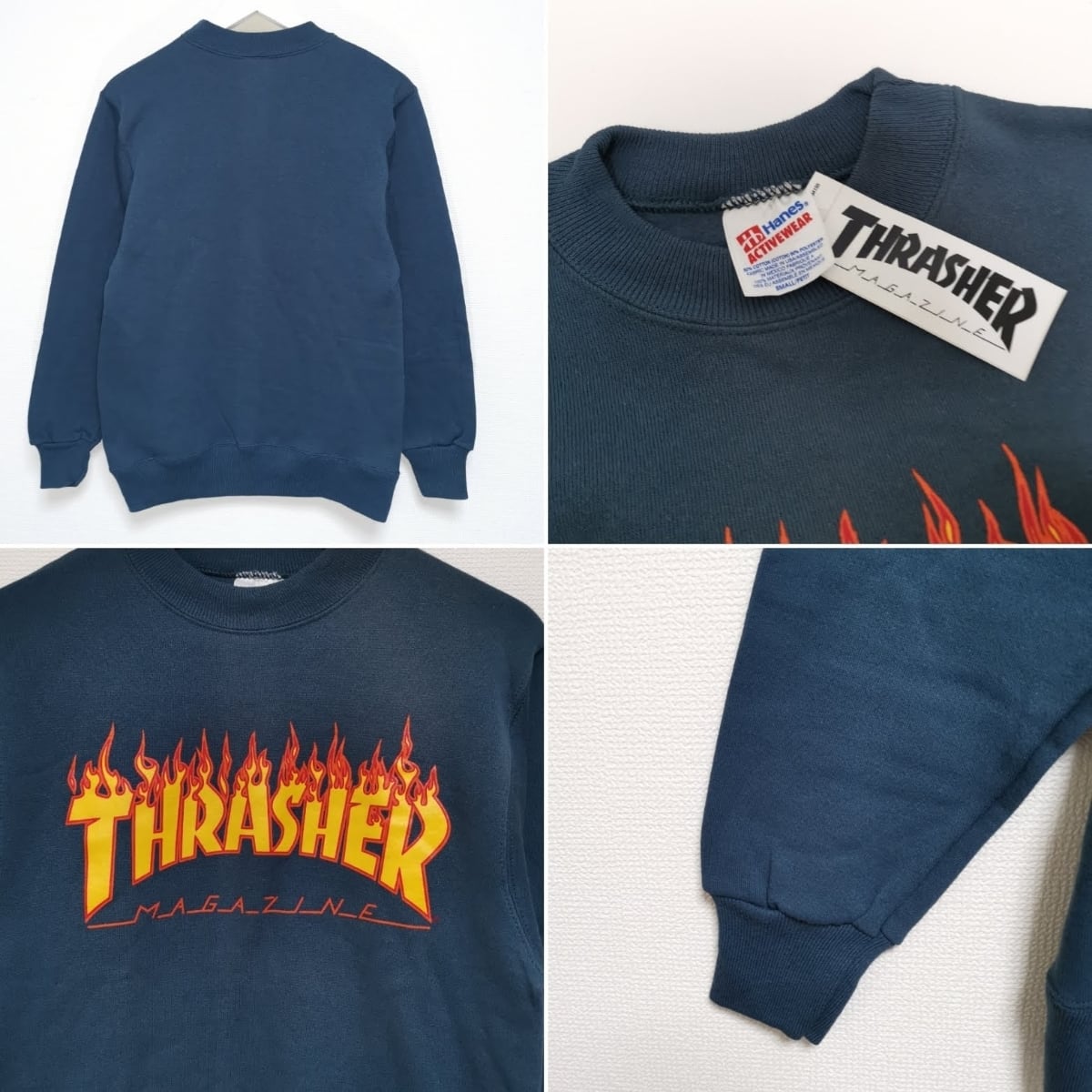 送料無料 S 90s THRASHER スウェット FLAME HANES USA製