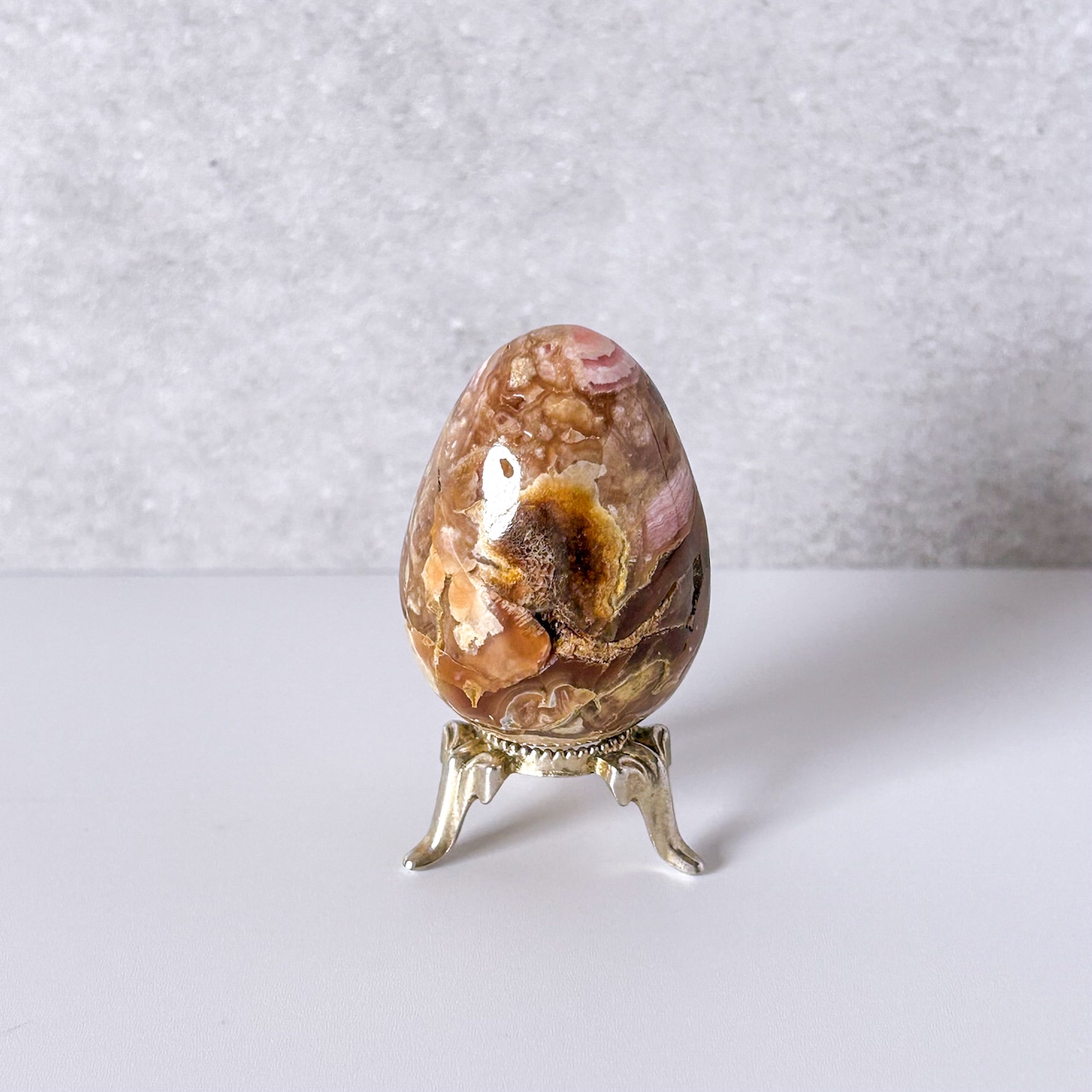 インカローズ(ロードクロサイト) エッグ 台座つき ✳︎ Inca Rose ✳︎ 天然石