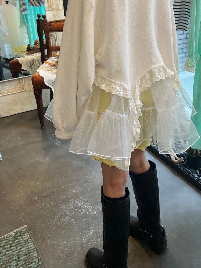 panier layered skirt / white, green