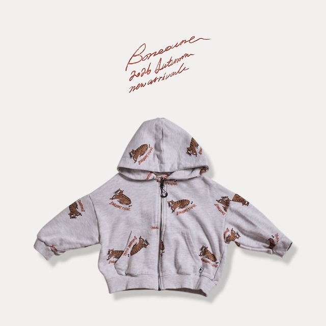 【取寄】boneoune|all-over tiger hood zip-up|タイガー総柄フードジップアップ|XS-JL|kids&jr|26 autumn