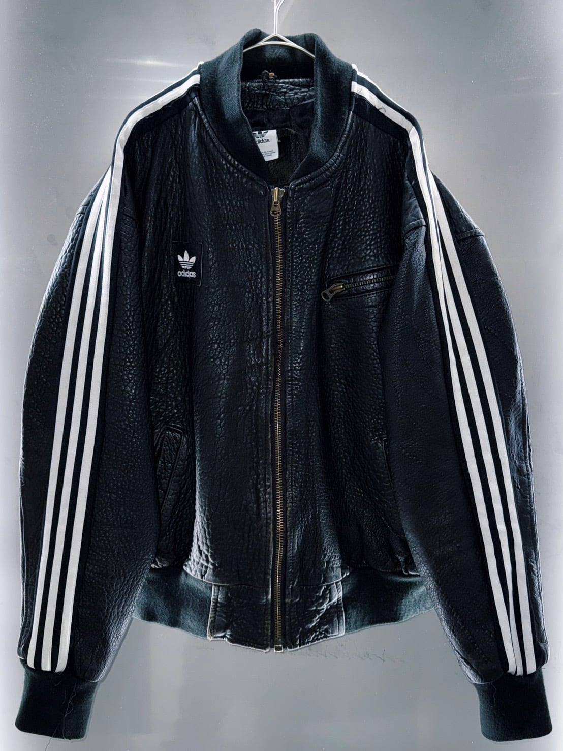 special “original re:make” vintage adidas × vintage leather jacket three stripe edition