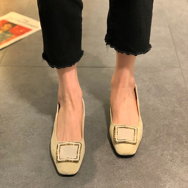 シングルスプリングソリッド カラースクープ 靴 シューズ 春物 ソリッドカラー スクウェア 部族の婦人靴63861606036