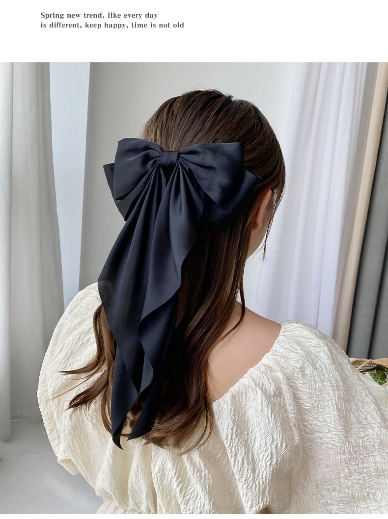 品質が品質がビッグリボン バレッタ Black かわいい きれいめ ヘアピン