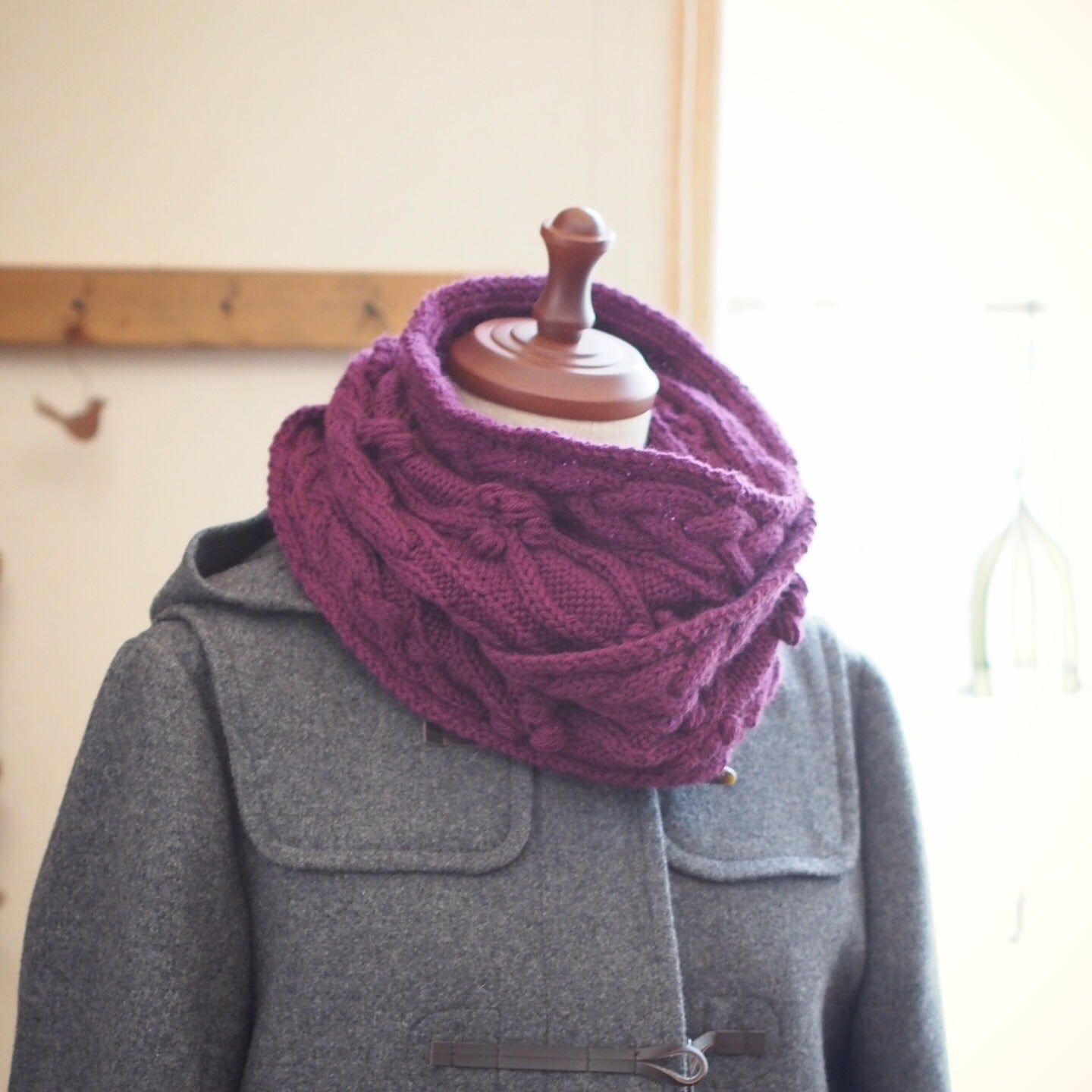 縄編みのボレロorスヌード（グレー） 