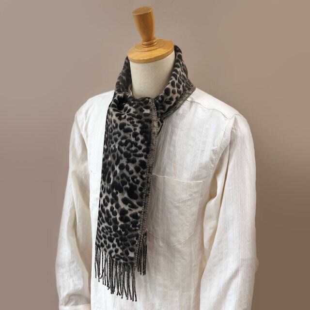 Dapper's(ダッパーズ)～Cashmink Scarf by V.FRAAS LEOPARD BK/BE