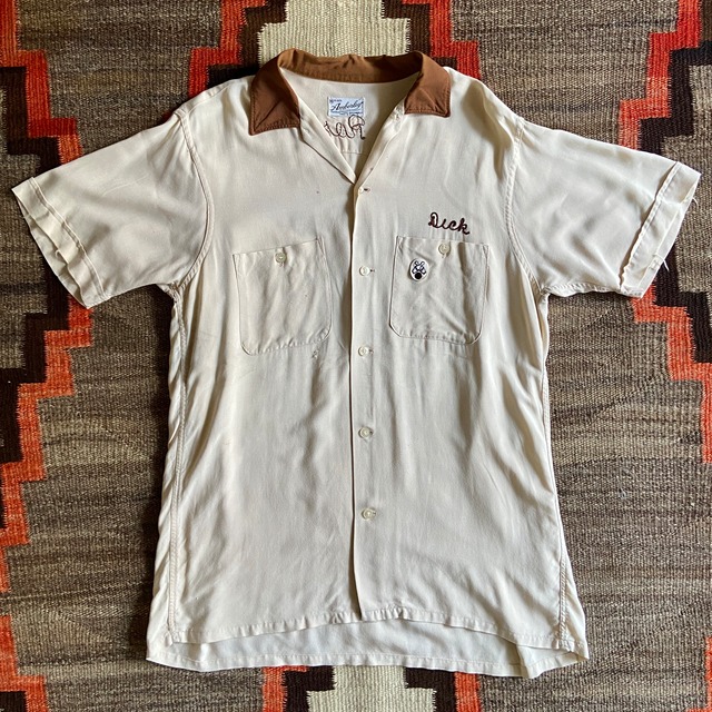 1960s  Amberley Rayon Bowling Shirt  M  Made in USA  F873