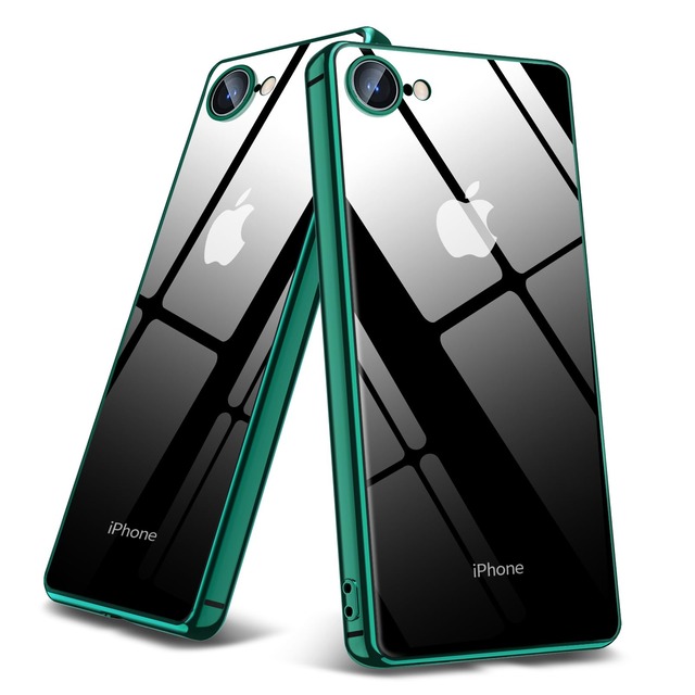 YULNCUZ 対応 iPhone SE3/SE2/8/7 用のケース クリア TPU 耐衝撃ケース メッキ加工 透明 薄型 アイフォンSE3