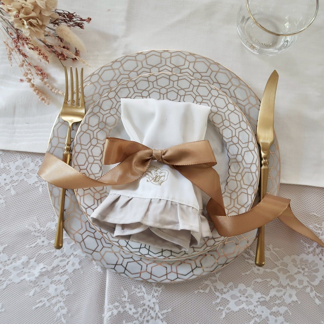 Marble goldpattern dish / 大理石 ゴールド柄 皿 21.5cm | BONNE CHANCE