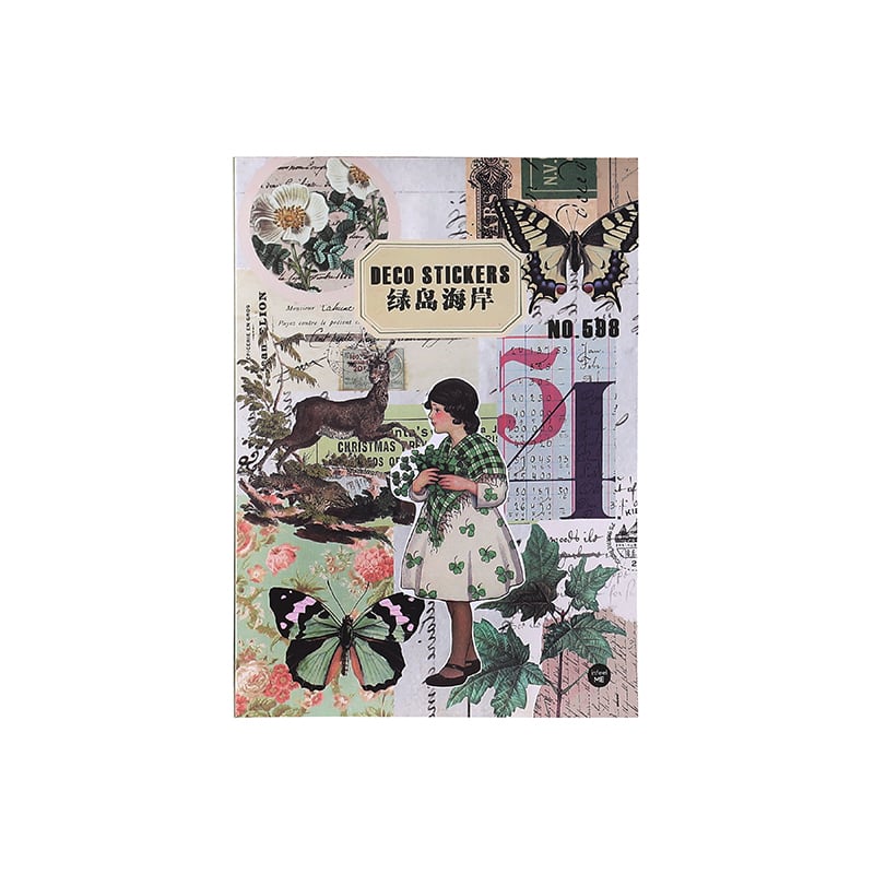 N6✦島嶼山風✦40枚・4種ステッカー シール コラジュー素材 おすそ分け