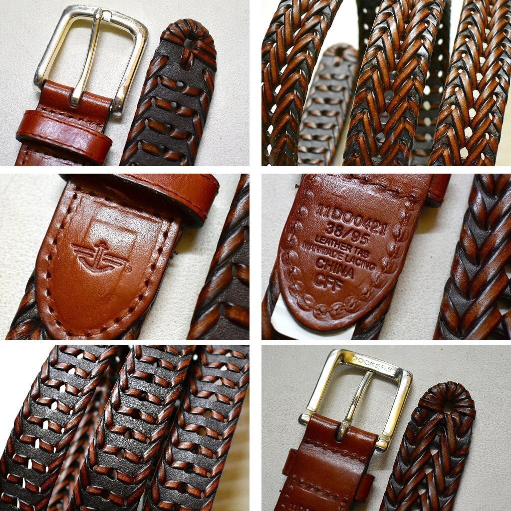 90'sビンテージ古着！DOCKERS 本革レザーベルト ウエスタンバックル付き