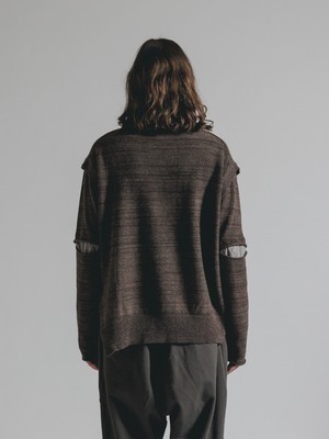 【26AW | MEN】 THE VIRIDI-ANNE ザヴィリディアン / MIX STRIPE TURTLE SWEATER / タートルニット VI403007