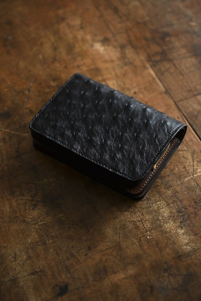 forme / Short Wallet / Ostrich (Black , Natural)