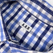 A.A.R ダーバン D'URBAN × ヨウジヤマモト yohji yamamoto ギンガムチェック柄 半袖シャツ サイズ L /AAR/ホワイト×ネイビーブルー