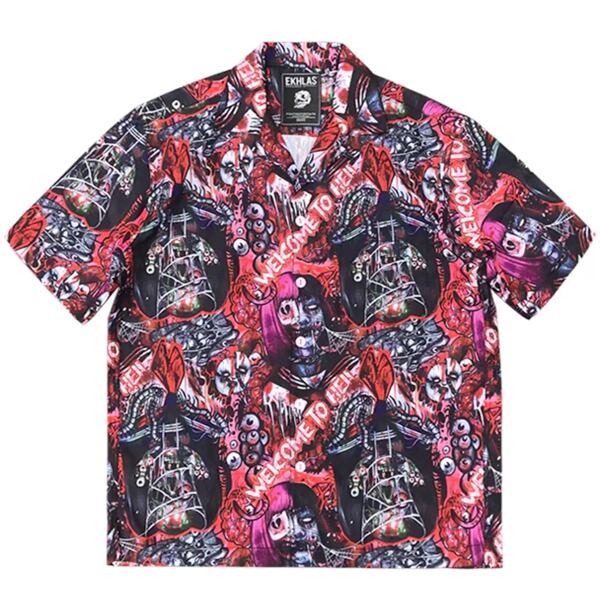 サイコフルグラフィックオープンカラーショートスリーブシャツ(ruf_02337)