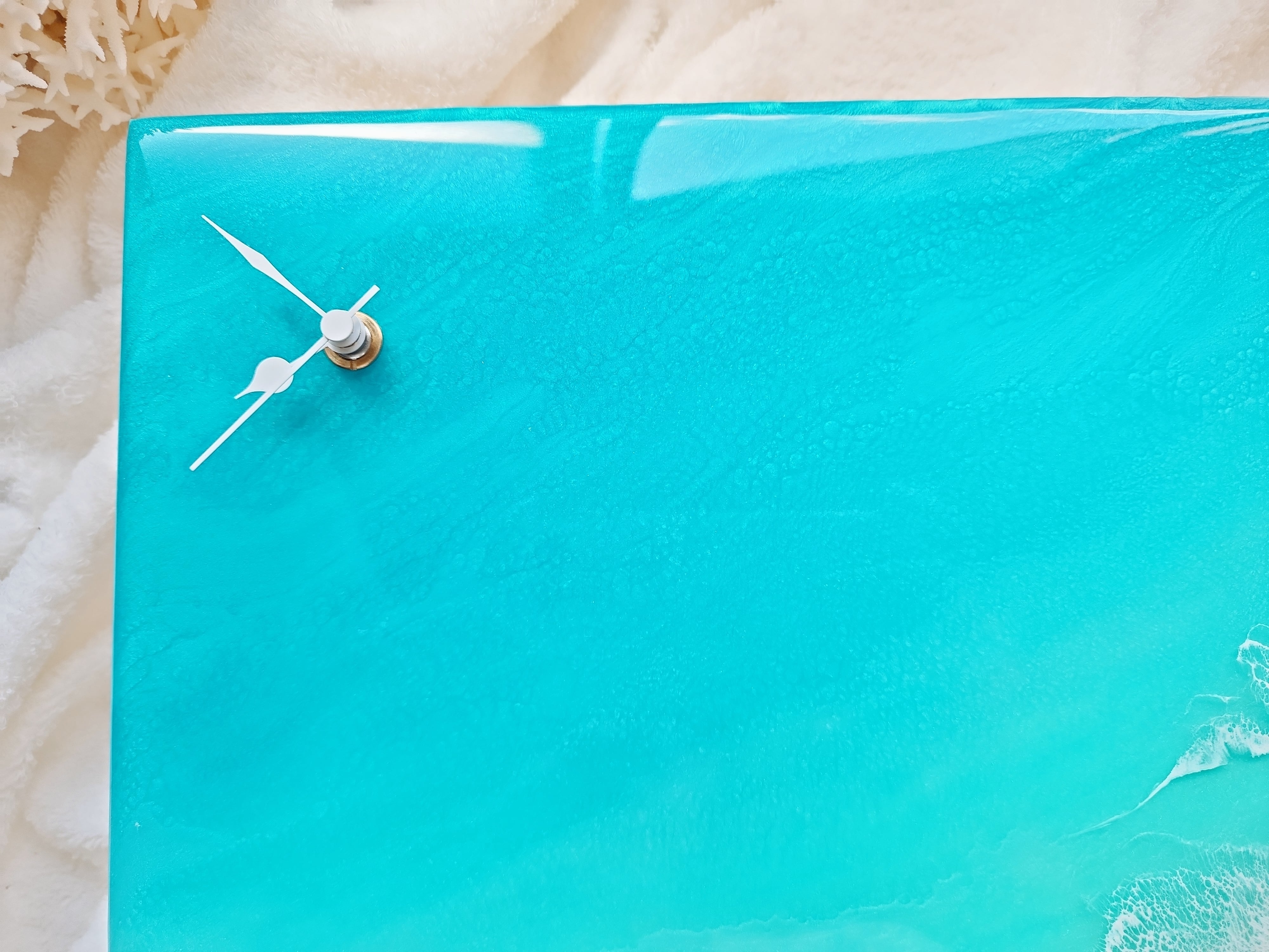 348 オーシャンレジンアート B4パネル時計付き