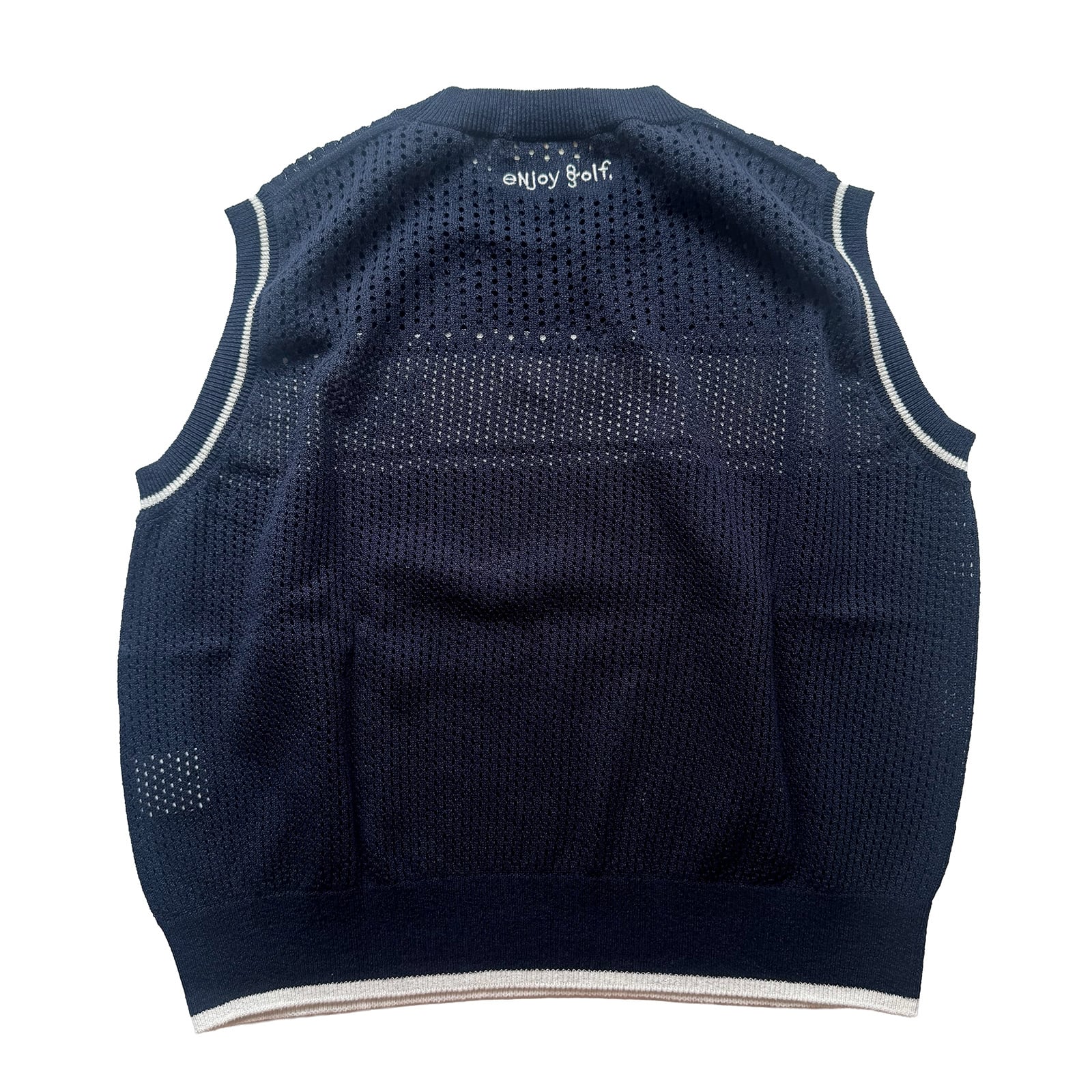 ★NMIXX 着用★ TUOMIO SHEER HOODED VEST 2色 WOMEN'S】 MESH KNIT VEST -NAVY- | 8G SHOOT WEBSTORE