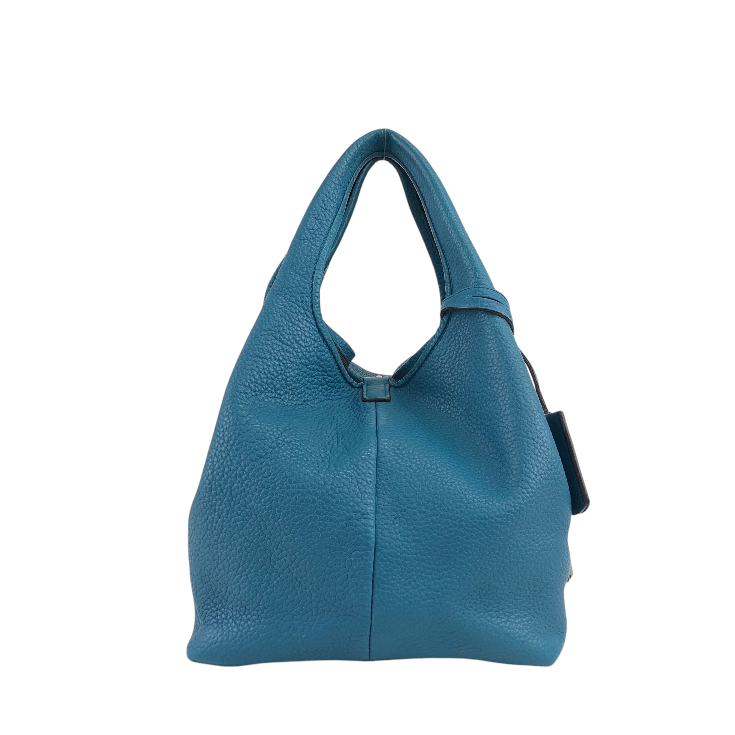 LOEWE ロエベ カリエPM ハンドバッグ ブルー カデナモチーフ レザー