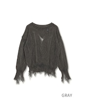 【直営限定ITEM】ローゲージダメージニット (GRAY) CQ-49013H