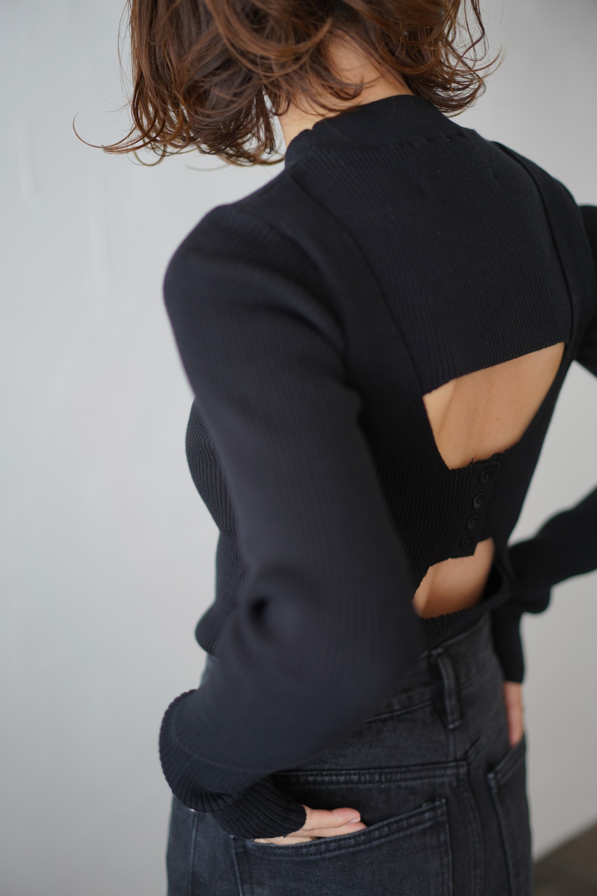 TODAYFUL Backlayered Rib Knit バックレイヤードリブニット Black 